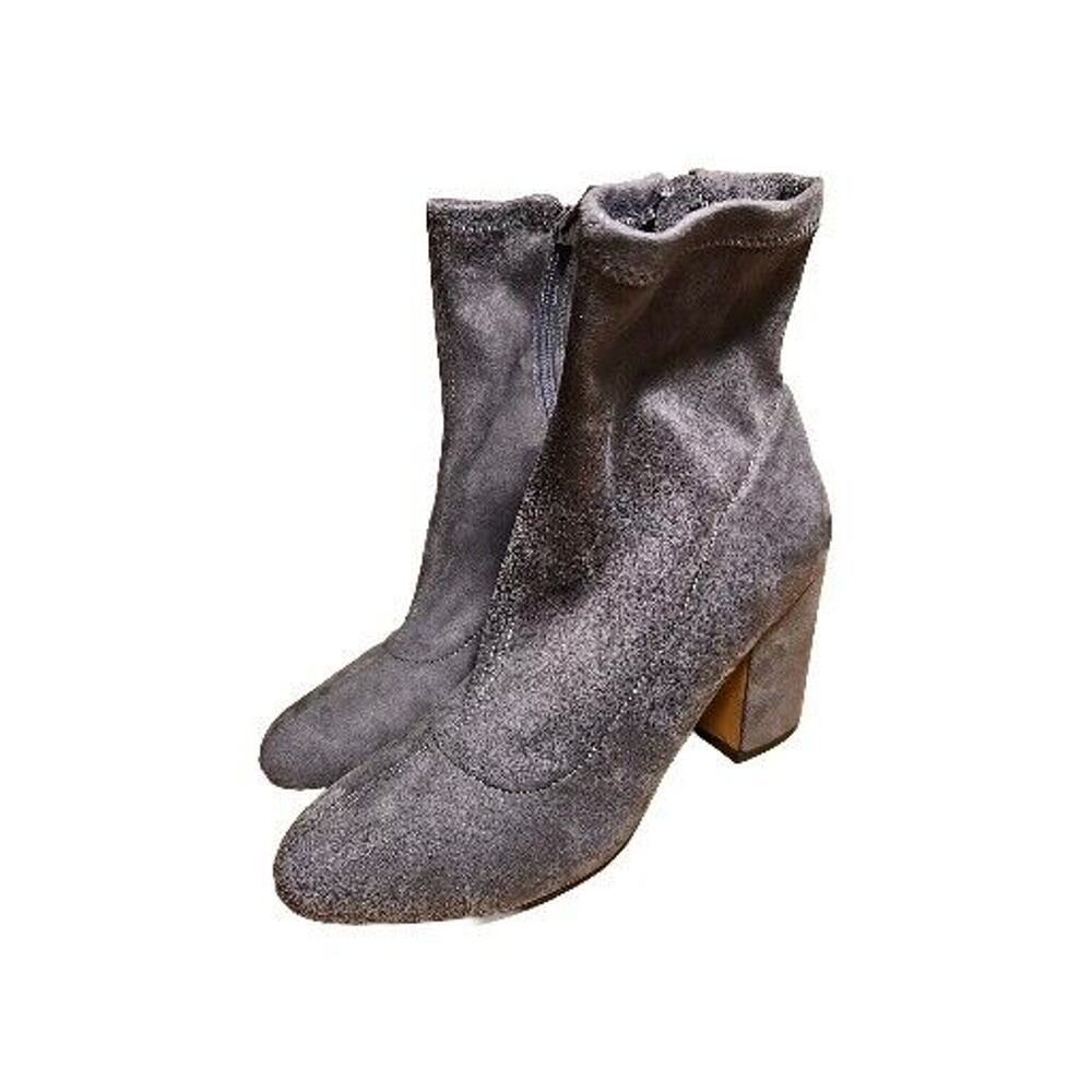 Steven By Steve Madden Lisette Suede Stretch Sock Bootie Boots Side Zip Sz 7.5